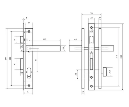 Замок врезной 8520.02.9005 для калитки с ручками черный СТАНДАРТ Фотография_3