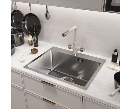 Мойка 53х43 см (3.0 мм) настольный монтаж 3 1\2 22 см с сифоном Сатин нано MIXLINE Фотография_4