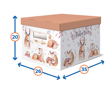 Коробка картонная для хранения 26х35х20 см с крышкой белая FOREST FRIENDS Фотография_1