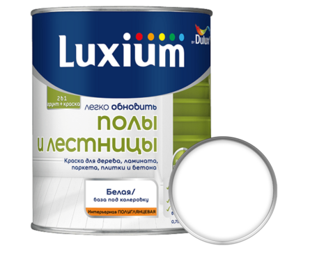 Краска для дерева полуглянцевая акриловая ВД ДЮЛАКС Полы и лестницы белая БАЗА ВW 0.75 л Фотография_0