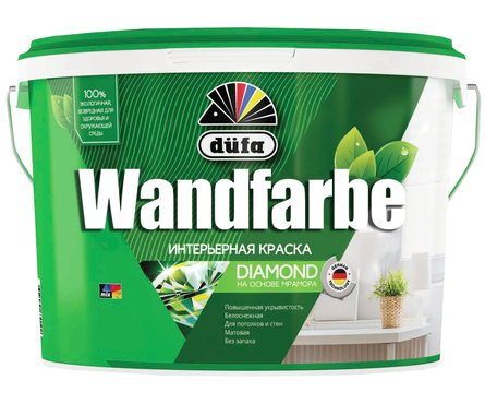 Краска ВД Dufa WANDFARBE RD1a для стен и потолков, матовая, белая, 2.5 л Фотография_0