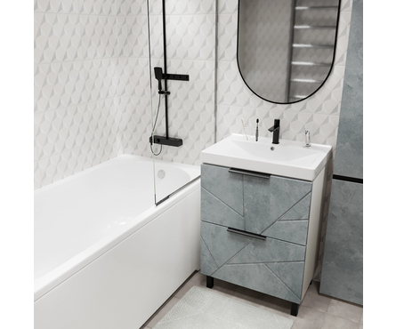 Тумба для ванной Гранд-60 бетон с умывальником Fest-60 (ПВХ) Фотография_2