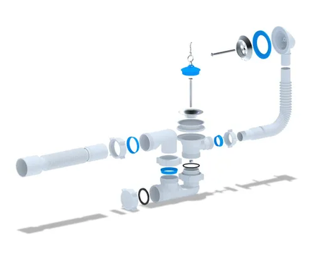 Сифон для ванны 1 1/2 40 с гофрой и переливом C6255 АНИ пласт Фотография_1