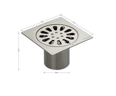 Трап сливной вертикальный выход D 50 мм нержавейка с гидрозатвором Сатин 100х100 мм Фотография_3