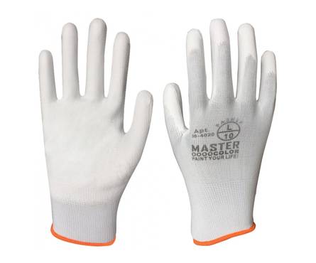 Перчатки MASTER COLOR белые, полиэстер с обливкой из полиуретана ( водоотталкивающие), р-р L/9 Фотография_0