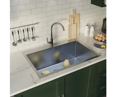 Мойка 65х45 см (3.0 мм) настольный монтаж 3 1\2 22 см с сифоном Сатин нано MIXLINE Фотография_4