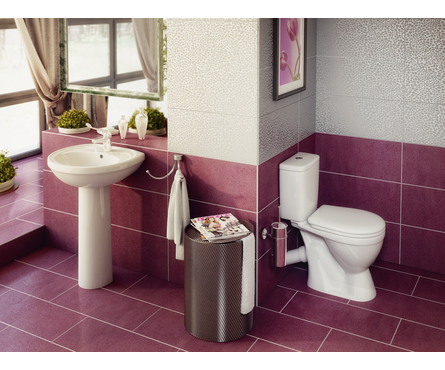 Унитаз-компакт Лира Люкс белый фарфор (кос.выпуск, нижн.подвод, полипроп.м/лифт.арм) ROSA Фотография_2