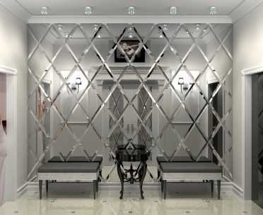 Зеркальная серебряная плитка Ромб с фацетом, 200х340 мм Фотография_1