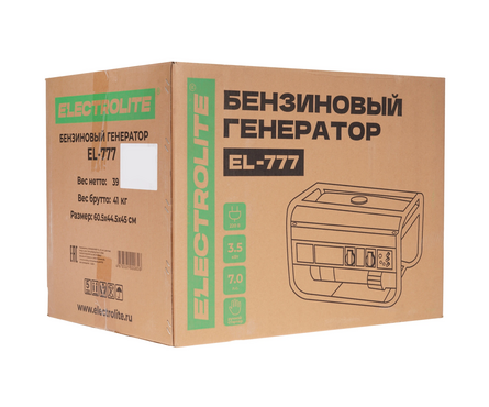 Генератор бензиновый 3.5 кВт 220В бак 15 л ручной стартер EL777 ELECTROLITE Фотография_8