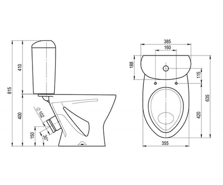 Унитаз-компакт Версия арматура+сиденье, косой выпуск Фотография_6
