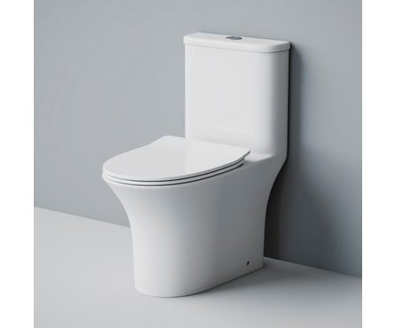 Унитаз-монолит SM9614 безоботковый тонкое сиденье ДП (с гофрой и подводкой) EVA GOLD Фотография_1