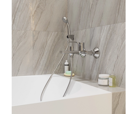 Смеситель для ванны однорычажный MIXLINE короткий гусак хром 35к Flat ML40-01 Фотография_3