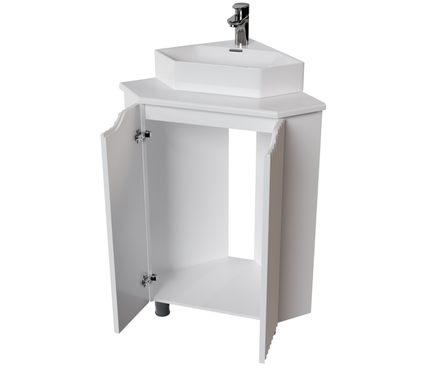 Тумба угловая MIXLINE «Корнер» с умывальником «Line», белая Фотография_1