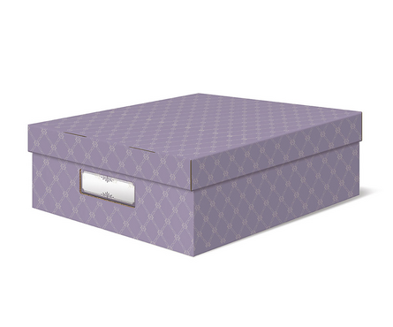 Коробка картонная для хранения 26х35х10 см с крышкой фиолетовая PASTEL Фотография_0