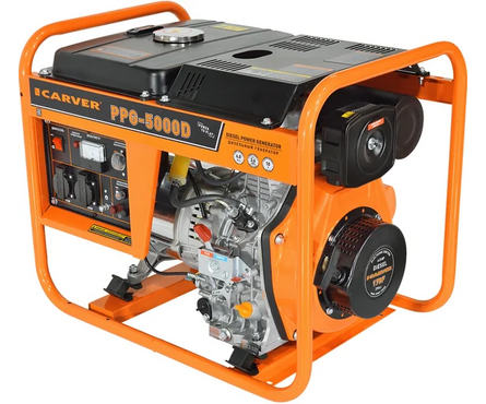 Генератор дизельный 3.6 кВт 220В бак 12.5 л ручной стартер PPG-5000D CARVER Фотография_1