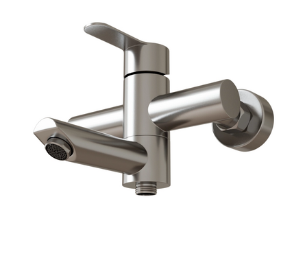 Смеситель для ванны однорычажный MIXLINE короткий гусак хром Stainless MLSS32-01 Фотография_1