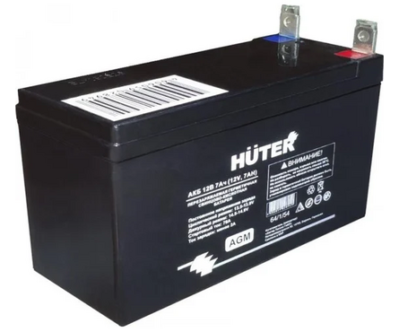 Аккумуляторная свинцово-кислотная батарея 12 Ач, 12 В для генераторов с электрическим стартером HUTER Фотография_0