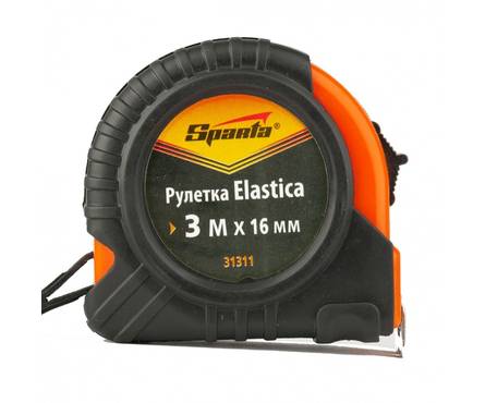 Рулетка SPARTA Elastica, 3 м х 16 мм, обрезиненный корпус Фотография_0