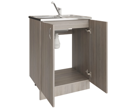 Стол-тумба кухонный распашные дверцы под мойку 60 см ЛДСП ясень/шимо светлый Фотография_1