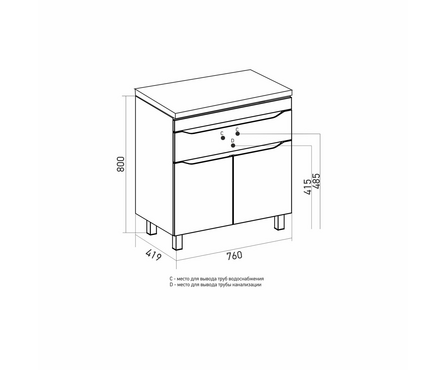 Тумба для ванной Лайн 80 с умывальником Fest-80 (ПВХ) Фотография_3