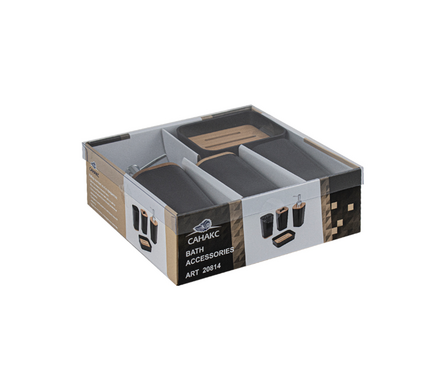 Набор аксессуаров для ванной настольный пластик Черный-бамбук САНАКС Фотография_6