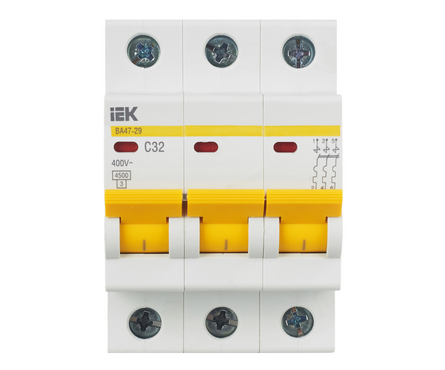 Выключатель автоматический модульный 3п C 32А ВА47-29 IEK Фотография_1