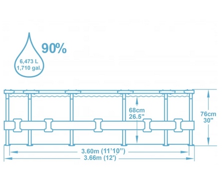 Бассейн каркасный 366x76 см, насос 1249 л/ч Steel Pro BESTWAY Фотография_2