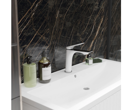 Смеситель для умывальника однорычажный MIXLINE литой гусак белый/хром 35к ML41-04 Фотография_3