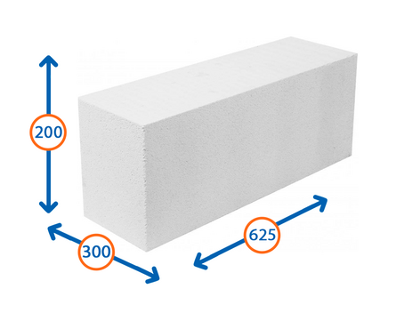 Блок газосиликатный D500 625х300х200 мм Аэробел Фотография_1