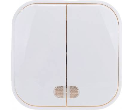 Выключатель 2-кл. ОП 10А IP20 с подсветкой бел. IONICH 1414 Фотография_1