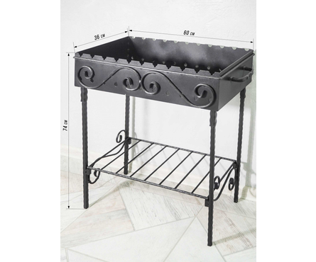 Мангал кованый с декором и подставкой разборной 750х350х700 мм Малый Фотография_9
