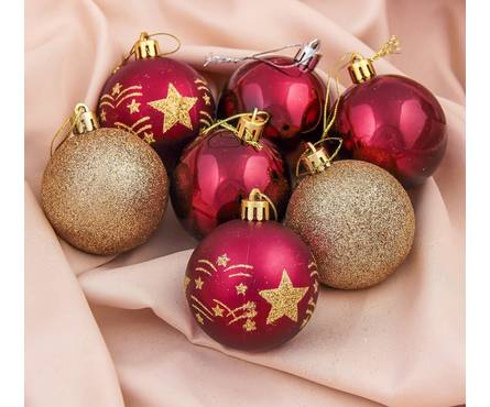 Набор елочных шаров d 6 см мелодия микс Звездная (7 шт/уп) Фотография_1