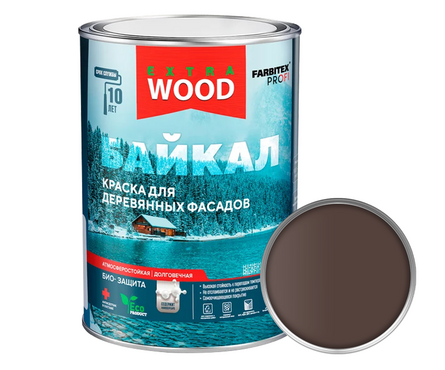 Краска для дерева матовая акриловая ВД WOOD Extra Байкал Сибирский кедр (коричн) 0.75 л  Фотография_0