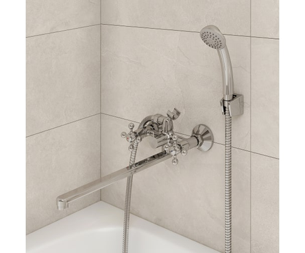 Смеситель для ванны двухвентельный MILARDO длинный гусак хром 1/2 кер DUPSBL2M10 Duplex Фотография_1