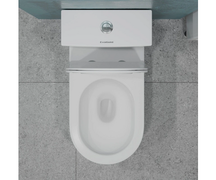 Унитаз-монолит Т1084 безободковый тонкое сиденье ДП (с гофрой и подводкой) EVA GOLD Фотография_2