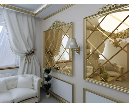 Квадратная зеркальная бронзовая плитка с фацетом 10 мм (120х120 мм) Фотография_1