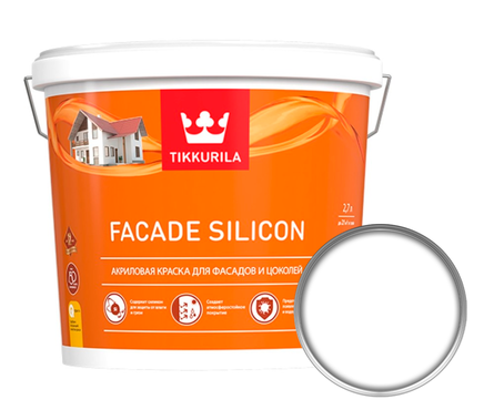 Краска акриловая Tikkurila FACADE SILICON для фасадов и цоколей, белая (2.7 л) Фотография_0