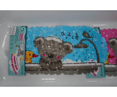 Коврик для ванной 69x36 см Мишка с бантиком на присосках Фотография_4