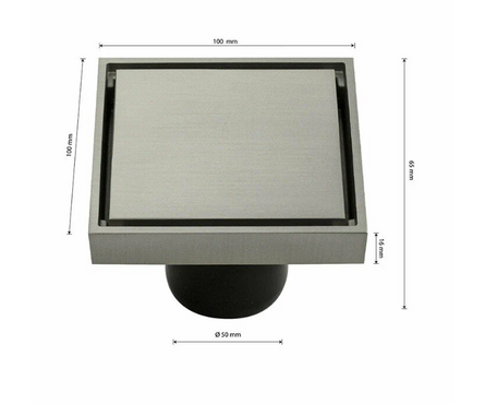 Трап сливной вертикальный выход D 50 мм латун. 100х100 мм матовый хром MAGNUS Фотография_3