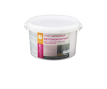 Грунт акриловый APIS бетоноконтакт, кварцевый, розовый, для внутренних и наружных работ, 3.5 кг Фотография_0