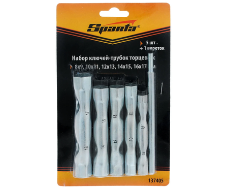 Набор торцевых ключей-трубок Sparta, 8х17 мм, вороток, оцинкованные, 6 шт Фотография_1