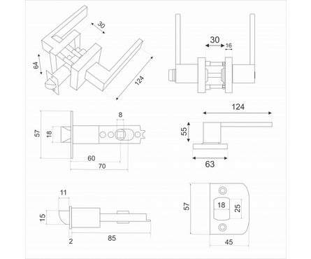 Защелка A8581 BK MBP с фиксатором черный матовый VETTORE Фотография_1