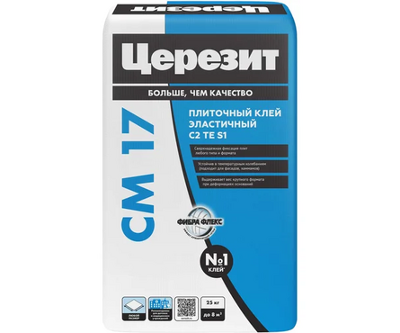 Клей плиточный ЦЕРЕЗИТ СМ17 С2ТЕS1 25 кг Фотография_0