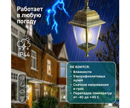 Светильник садово-парковый НСУ 04-60-001 четырехгранный подвесной пластик медь Адель Фотография_7