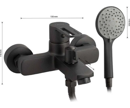 Смеситель для ванны однорычажный CONSUL короткий гусак графит 8910 Фотография_2