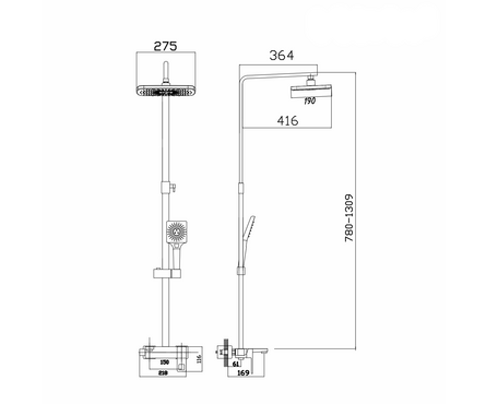 Душевая система (смеситель 35к с изл+лейка 1 поз.+душ. шланг+тропич. душ) ML2409 MIXLINE Фотография_6