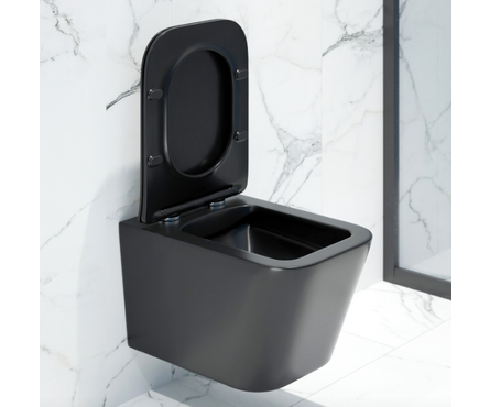 Унитаз подвесной безободковый K633ВМ черный матовый сиденье тонкое ДП крепления EVA GOLD Фотография_6