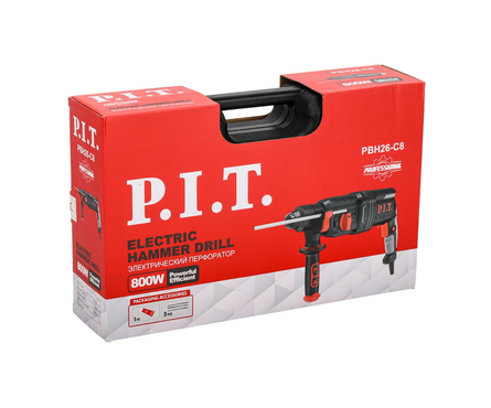 Перфоратор 800 Вт, 3.2 Дж, 3-реж. SDS+ пласт. кейс PBH26-C8 P.I.T. Фотография_8