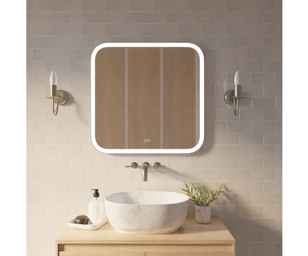 Зеркало 685х700 мм Стив сенсорный выключатель, светодиодная подсветка+подогрев MIXLINE Фотография_3