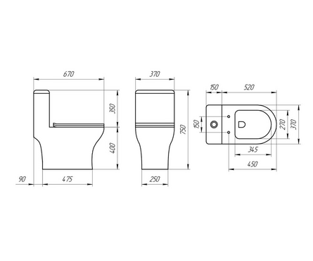 Унитаз-монолит SM9618T безободковый тонкое сиденье ДП круговой смыв (с гофрой и подводкой) EVA GOLD Фотография_4